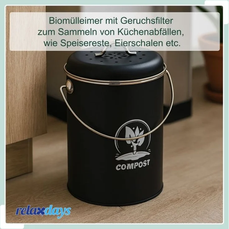 Relaxdays Komposteimer mit Geruchsfilter 5,5 Liter – Bild 7