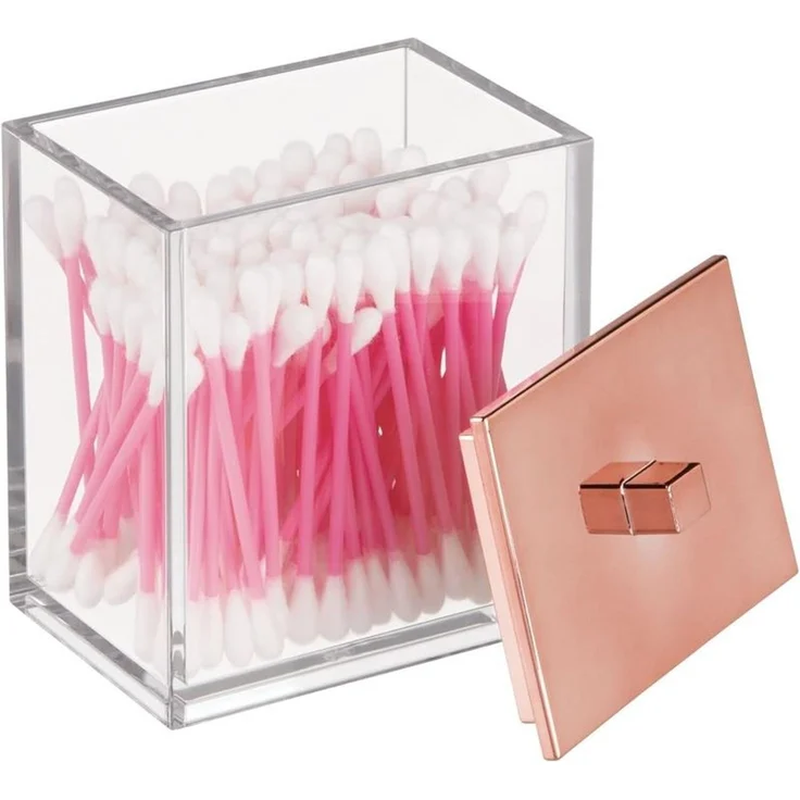 mDesign Kosmetikbehälter Wattestäbchen Organizer Badzubehör 2er Set Roségold – Bild 5