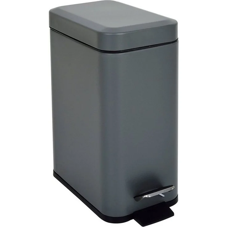 SVITA Mülleimer STM5, Treteimer, Kosmetikeimer, Softclose, 5L, Stahl pulverbeschichtet, Grau – Bild 1