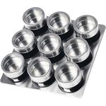 10tlg Edelstahl Metallic Gewürzdosenset Gewurzregal Salz Pfeffer Küche Gewürz Behälter Schwarz