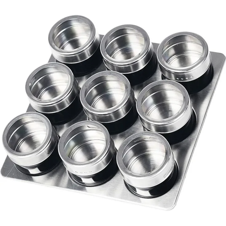 10tlg Edelstahl Metallic Gewürzdosenset Gewurzregal Salz Pfeffer Küche Gewürz Behälter Schwarz