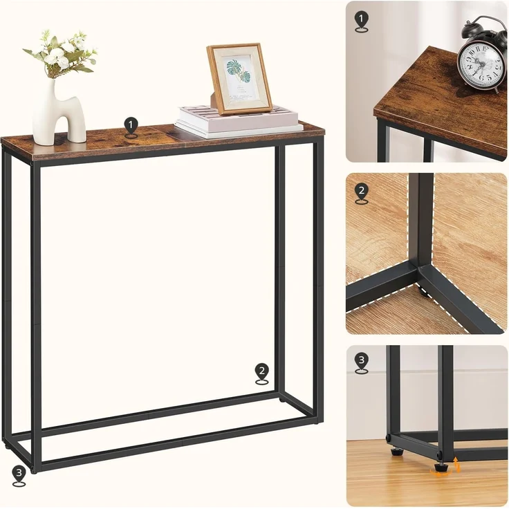Hoobro BEISTELLTISCH Braun Kleiner Ausstellungstisch (H 76 x T 20 x B 75 cm) – Bild 6