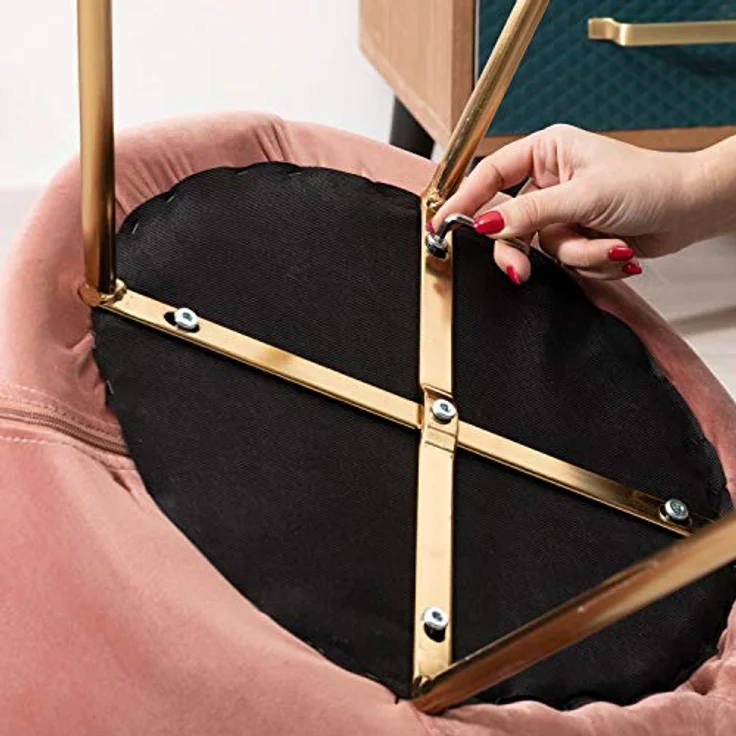 Montemaggi Sessel, Leder, Puderrosa Goldenen Beinen, 71 x 59 x 84 cm, MEP39C – Bild 8