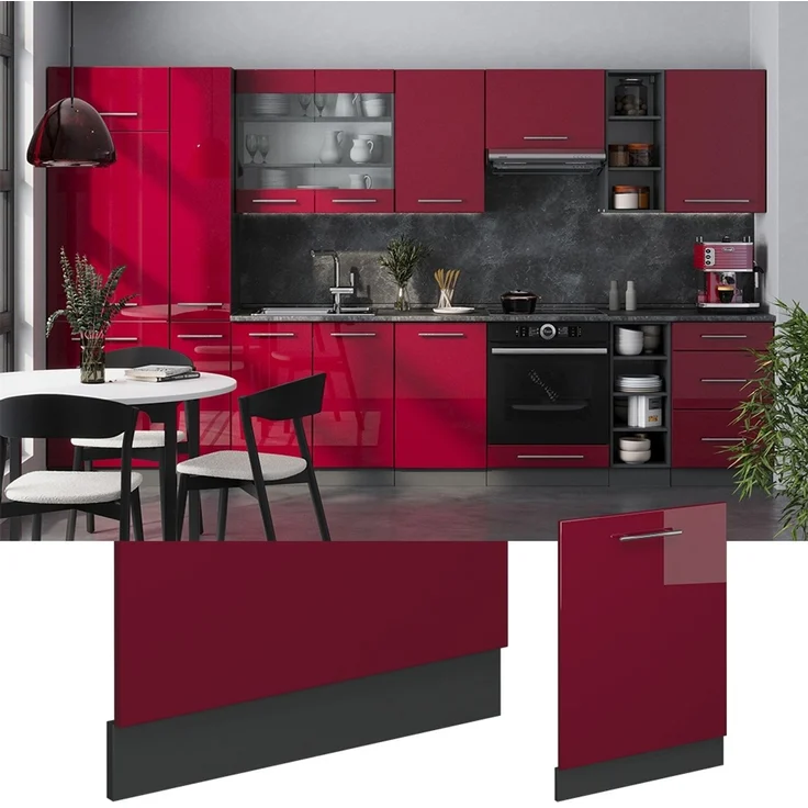 Geschirrspülblende Fame-Line Bordeaux Hochglanz 60 cm ohne Arbeitsplatte Vicco – Bild 3