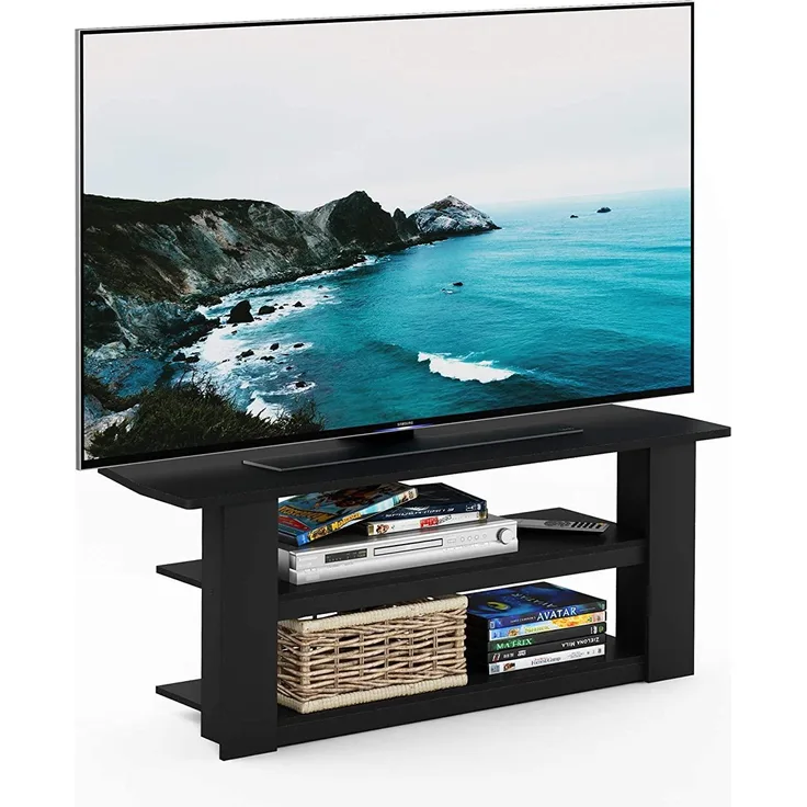 Furinno Parsons TV-Unterhaltungszentrum mit 3 Ebenen, holz, Schwarz, 34. 04x34. 04x41. 91 cm