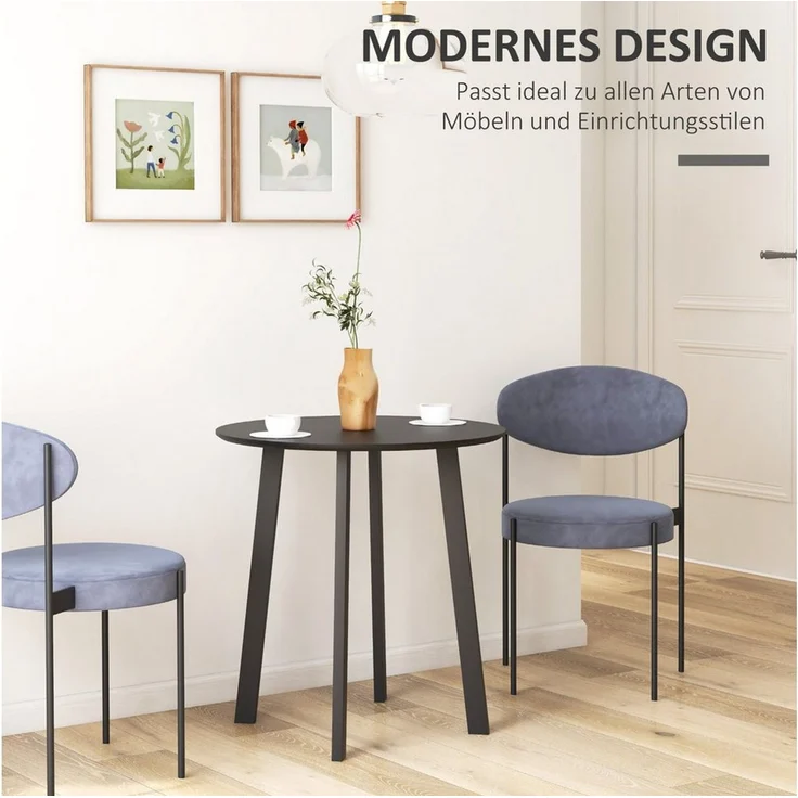 HOMCOM Esstisch 72x72 cm Runder Küchentisch für 2 Personen moderner Esszimmertisch mit abgeschrägten Beinen, Tisch für Küche, Esszimmer und Wohnzimmer Schwarz – Bild 3