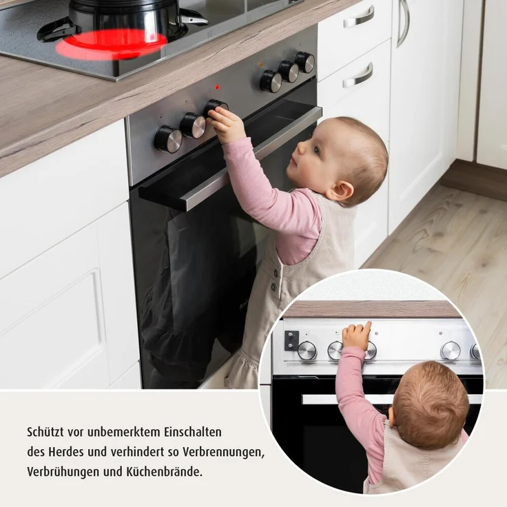 reer Herdknopf-Abdeckung, Kindersicherung, Kinder Sicherung, Herdschutz, Schutzabdeckung, Acrylglas / Metall, 78019 – Bild 7