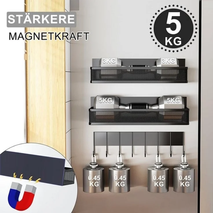 SURFOU Gewürzregal 3 Stück Magnetisches Regal Gewürzregal für Kühlschrank Organizer, Hängeregal Küche ohne bohren für Küchenorganisation und Aufbewahrung – Bild 4