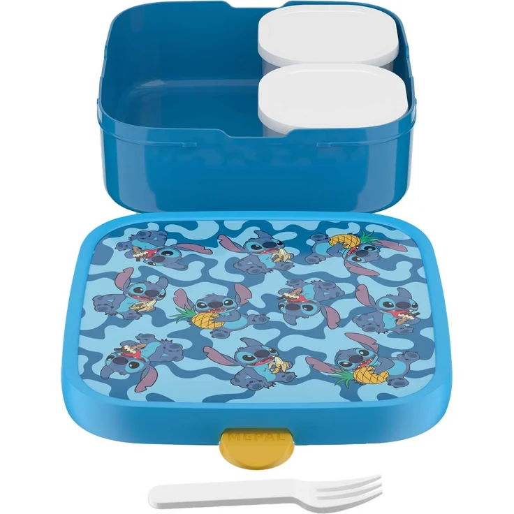 Mepal 'Campus' Brotdose Groß inklusive 2 auslaufsicheren Bento Fächern & Gabel, Kunststoff Stitch, 1250 ml – Bild 2
