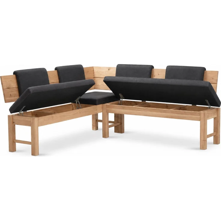 Eckbankgruppe Modern Dyan 4 für 7 Personen Massivholz Wildeiche/Grau – Bild 4