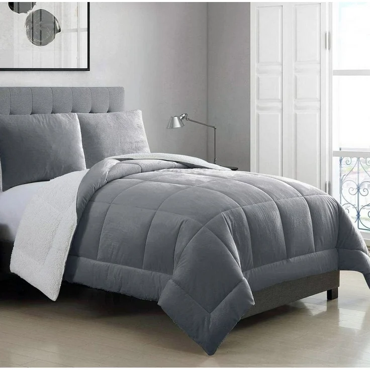 Wohndecke Sherpa Fleecedecke,Bettdecke 135x200 cm,200x200 cm Steppdecke, Fyrove, Weich, Warm, Flauschig Bettdecken-Set mit kissenbezug 80x80 cm – Bild 3