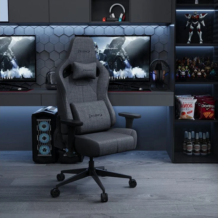Devoko Gaming-Stuhl Luxuriöser Wildlederimitat,Großzügigem Sitz,gaming stuhl 200kg, Atmungsaktiver Stoff, Memory-Schaum, Leiseroller, Gaslift Stufe 4 – Bild 2