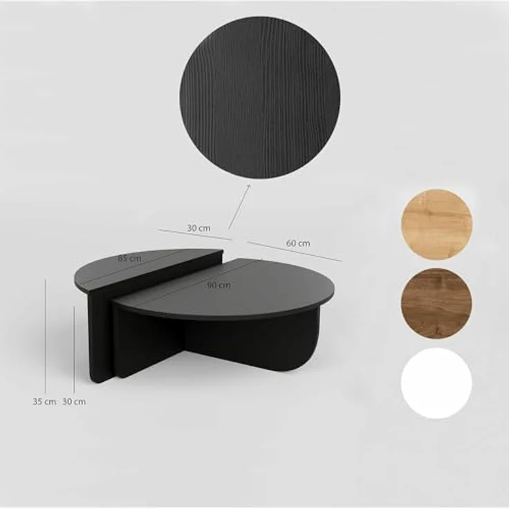 Dmora Couchtisch Canopus 90x90x35h cm Schwarz, Zeitungsablage – Bild 7