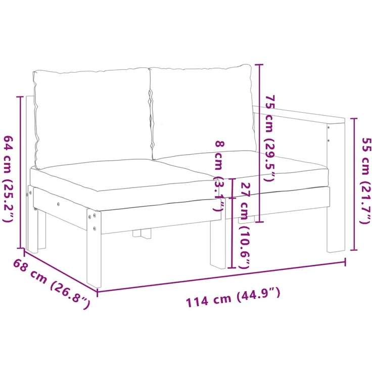 vidaXL Gartensofa mit 1 Armlehne 2-Sitzer Massivholz Akazie 367624 – Bild 7