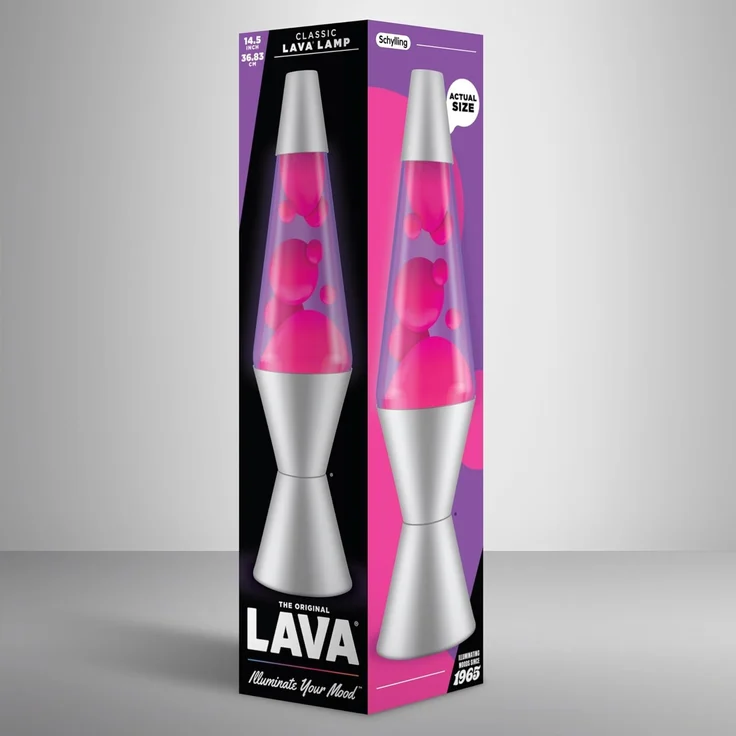 Lava® Lampe Pink/Lila silberner Fuß 37 cm – Bild 5