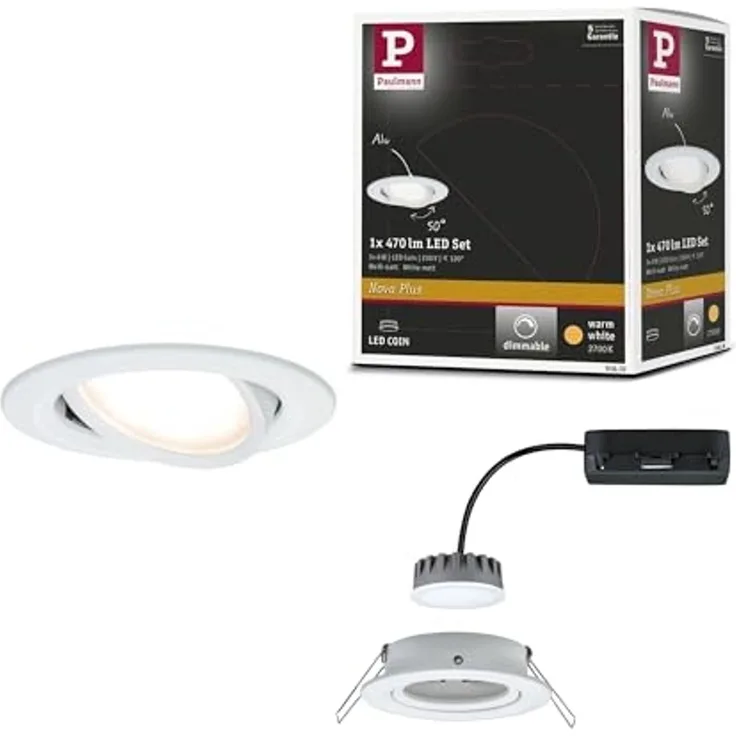 Paulmann No. 93876 Einbauleuchte LED Coin Slim IP23 rund Weiß 1er-Set dimmbar und schwenkbar