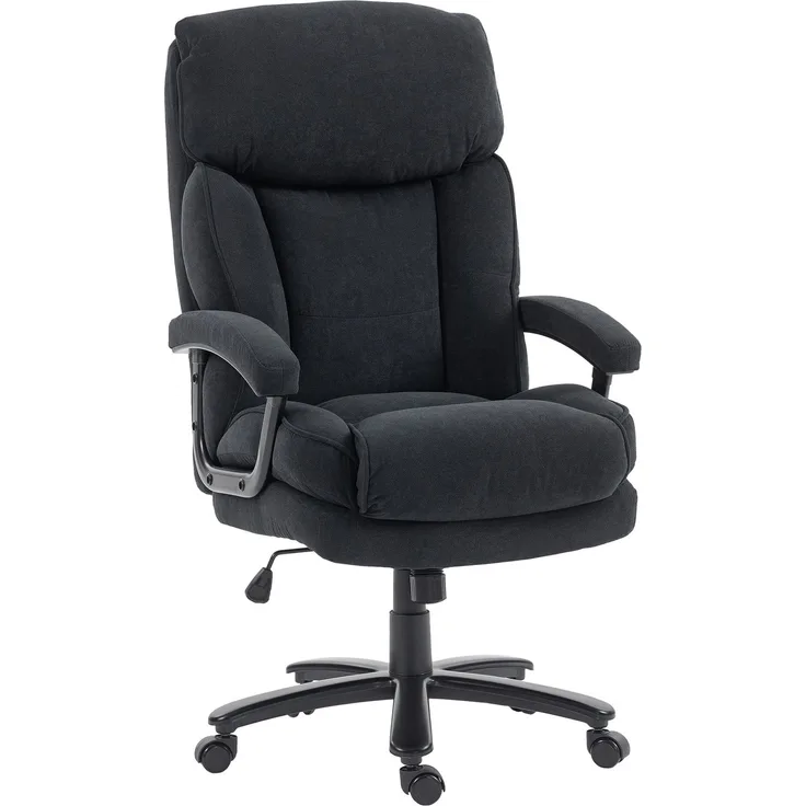 MELAYR, Chefsessel Ergonomisch Bürostuhl bis 200 kg mit Samtoptik, Hoher Rückenlehne, 79 x 68.5 x 125 cm, Schwarz