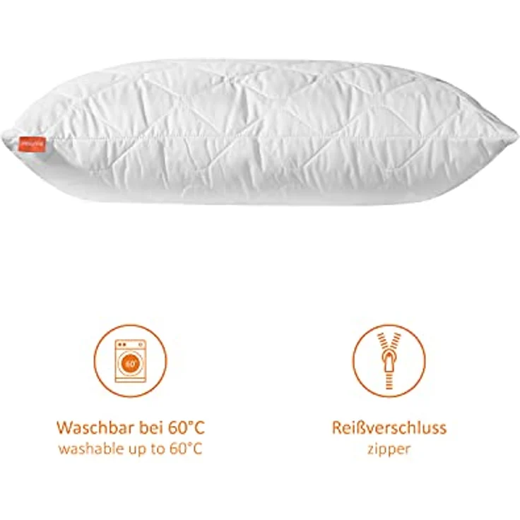 sleepling 190002 Basic 100 Kopfkissen | Ökotex | waschbar bis 60 Grad | Made in EU | Füllmengengarantie | Größengarantie | 40 x 80 cm, weiß – Bild 3
