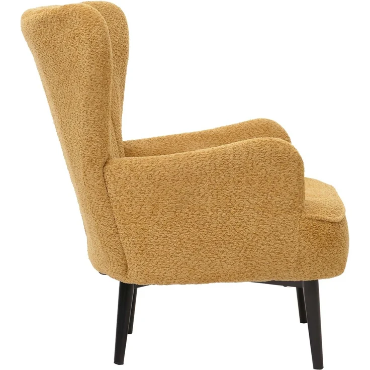 Lounge-Sessel HWC-K37, Cocktail-/Ohrensessel Polsterstuhl Retro Vintage Stoff Chenille (500g/m²) ~ gelb – Bild 5