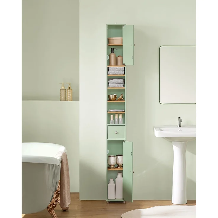 SoBuy BZR34-GR Badezimmer-Hochschrank, MDF, Lackiert, Grün, 20 x 180 x 20 cm – Bild 4