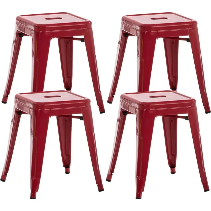 CLP 4er Set Hocker Armin aus Metall,rot