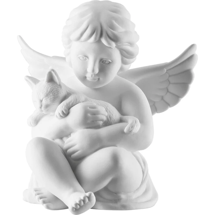 Rosenthal Selection Engel mittel mit Katze Weiss Matt
