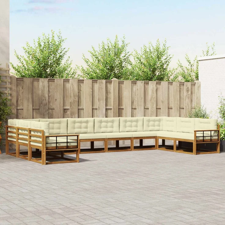 vidaXL Outdoor-Sofagarnitur 10 stk. 10-Sitzer Natur und Creme 3368248 – Bild 1