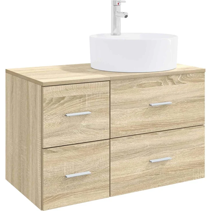 vidaXL Badezimmerschrank-Set 2 stk. Sonoma-Eiche 79,5 x 44,5 x 82 cm 3403986 – Bild 2