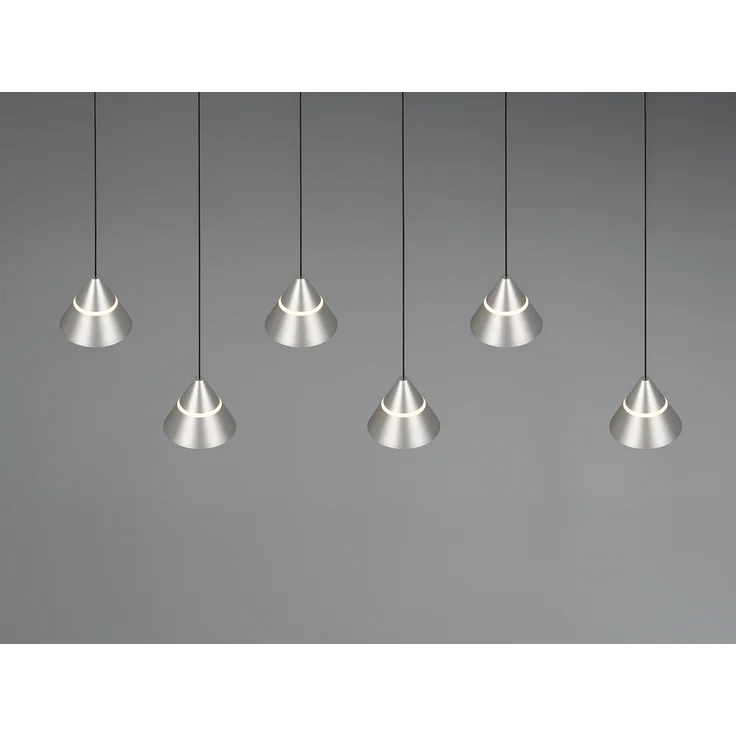 LED Pendelleuchte ROMEO höhenverstellbar, 6-flammig Silber, Breite 75cm – Bild 7