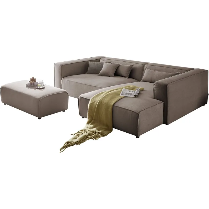LeGer Home by Lena Gercke Ecksofa PIARA XXL, L-Form, Schlaffunktion, Cord, Leinenoptik o. Strukturstoff, Hocker stellbar zum Schlafsofa (Krokodilverbinder), tiefe Sitzfläche