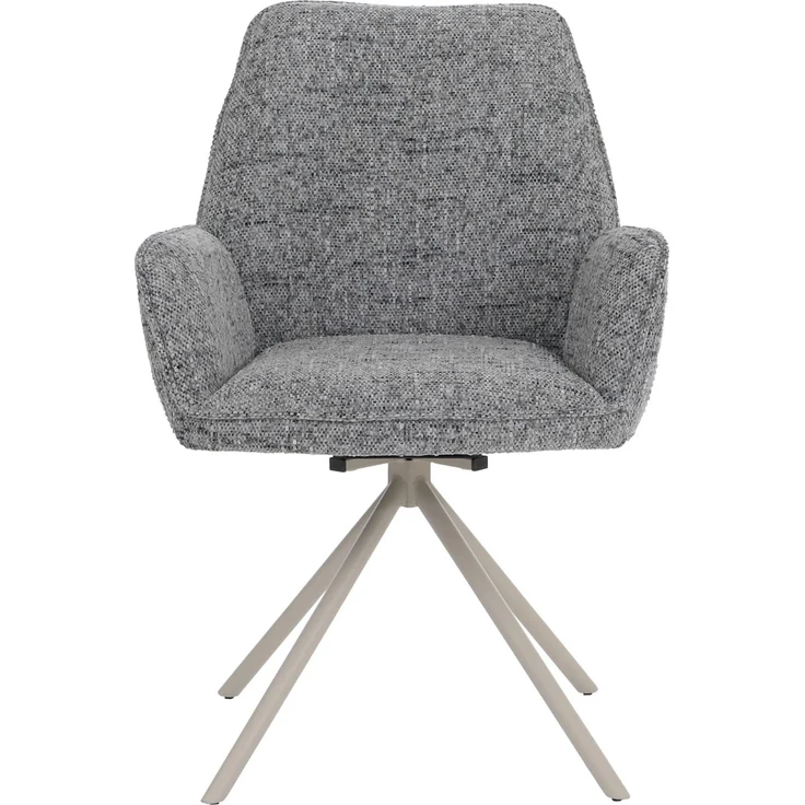 6er-Set Esszimmerstuhl HWC-G67, drehbar Auto-Position Metall Chenille (410g/m²) ~ Gestell creme, hellgrau – Bild 7