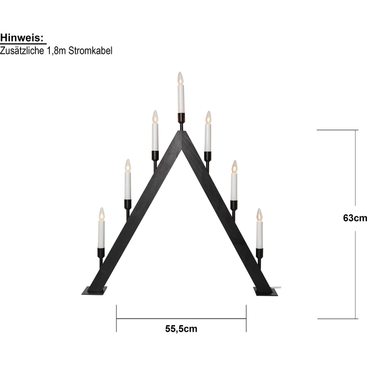 Lichterbogen ,Vind', 7-flammig, Holz, schwarz gebeizt – Bild 6