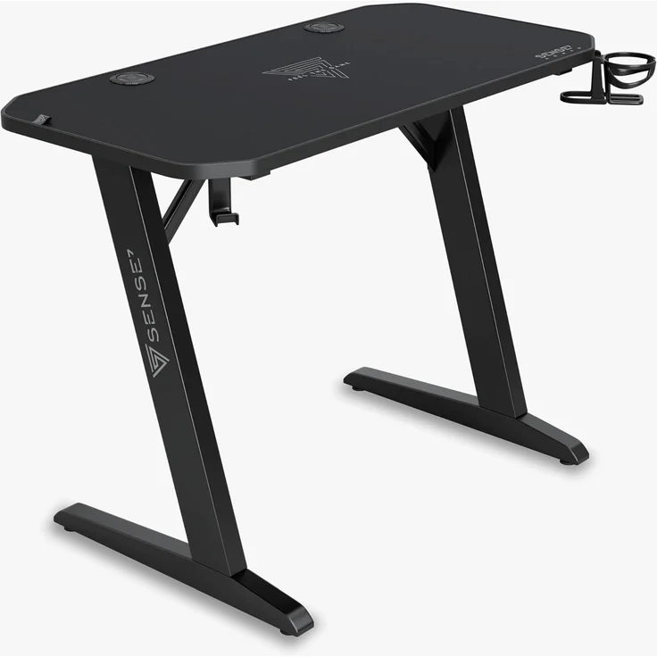 SENSE7 Schreibtisch Nomad Classic, Gaming Tisch 120x60, PC Tisch mit Kopfhörerhaken, Getränkehalter, Controller Halter, Gaming Computertisch mit Kohlefaseroberfläche, Ergonomischer Gaming Desk – Bild 5