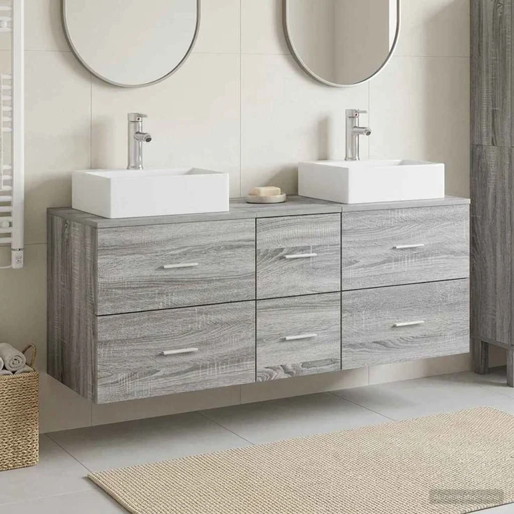 vidaXL Badezimmerschrank-Set 3 stk. Grau Sonoma 129 x 41 x 79,5 cm 3405848 – Bild 1
