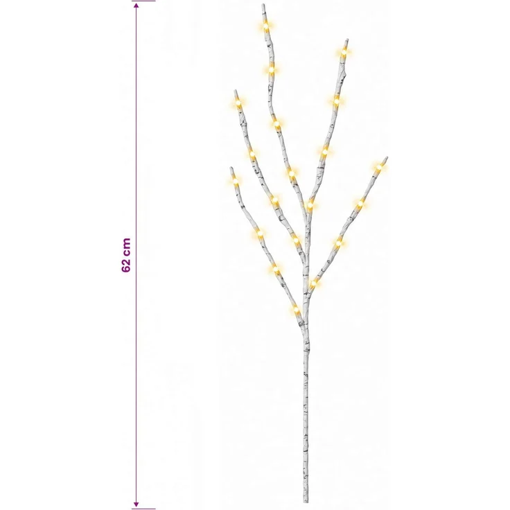 vidaXL LED-Kupferzweig Weihnachtsdekoration 3 stk. Weiß 62 cm Stahl 42055399 – Bild 8