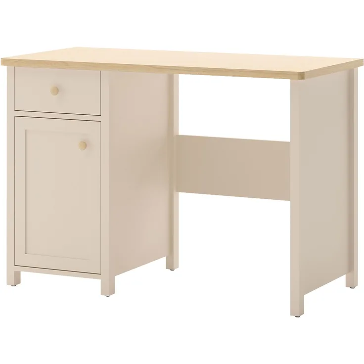 Schreibtisch Story 1D1S SO03 (Farbe: Sandbeige + Vicenza Eiche Weiß Gekalkt)
