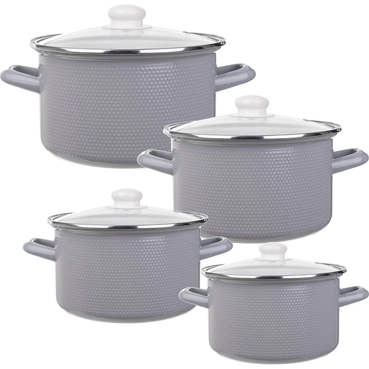 KADAX Set Emaille-Töpfe 2L+3L+4L+5L Hellgrau – Bild 6