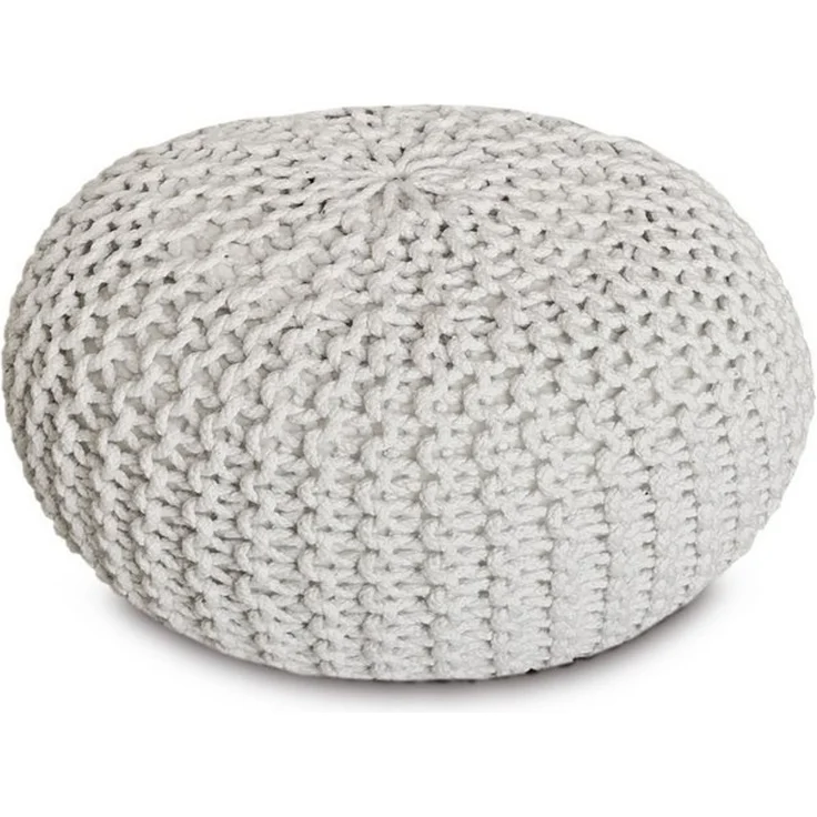 Amagohome Sitzhocker Strickhocker XXL Pouf Ø55 H37cm Bodenkissen Sitzpouf Baumwolle recycel – Bild 4