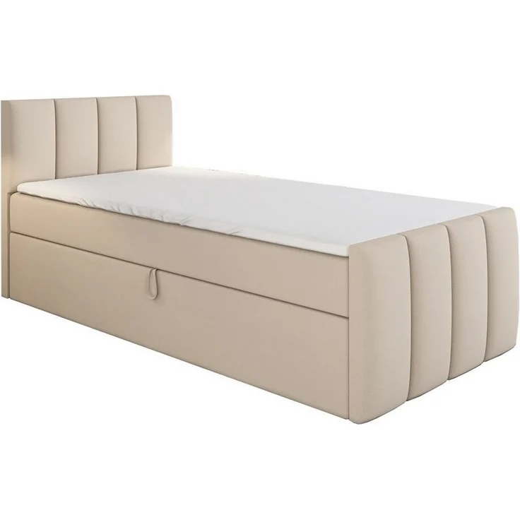 A&J MöbelLand GmbH Boxspringbett Einzelbett FUNI mit Bettkasten, Topper und gepolstertem Kopfteil. (Boxspringbett mit Bettkasten und gepolstertem Kopfteil. Inclusive Topper !, TOP ANGEBOT), Länge 216 cm Höhe 106 cm – Bild 5