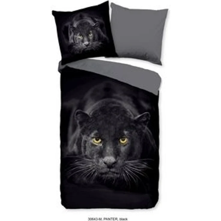 Pure Renforcé Bettwäsche 135 X 200 cm + 1 x 80 X 80 cm Panter schwarz – Bild 6