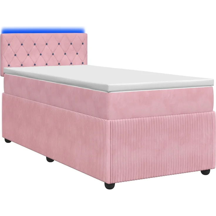 vidaXL Boxspringbett mit Matratze mit Kopfteil Rosa 90 x 200 cm Samt 3453064 – Bild 2