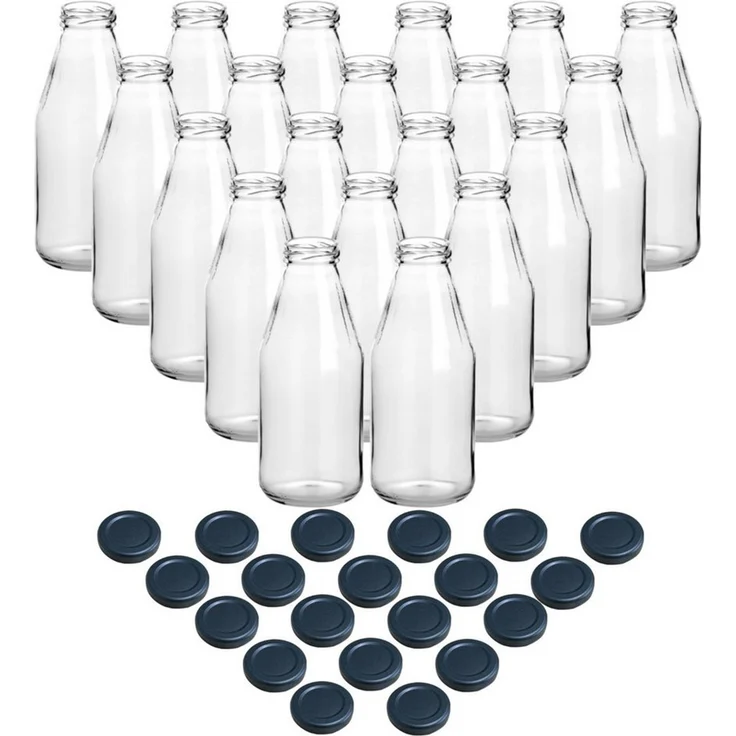gouveo Trinkflasche Saftflaschen 500 ml mit Schraub-Deckel - Kleine Flasche 0,5 l, 20er Set, schwarz – Bild 1