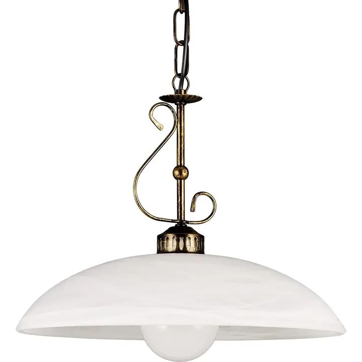 Helios Leuchten Pendelleuchte Hängelampe Landhausstil Küchenlampe Deckenlampe, für Wohnraum Esstisch Küche, Alabasterglas weiß