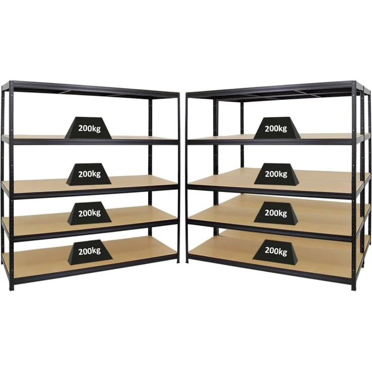 PROREGAL Mega Deal 3er-Set Schwerlastregal Giant Elephant 180 x 180 x 60 cm mit 5 Ebenen Fachlast 200kg Schwarz, Kellerregal, Steckregal, Garagenregal, Lagerregal