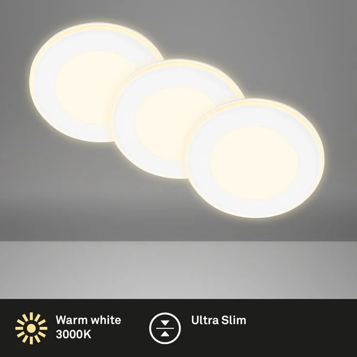 Briloner LED-Einbauleuchten 3er Set Mini 4,9W ,425lm weiß Nachtlichtring – Bild 3