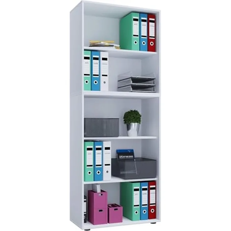 VCM Büroregal & Bücherregal Lona 914415 Weiß B. 70 x H. 184 x T. 37 cm