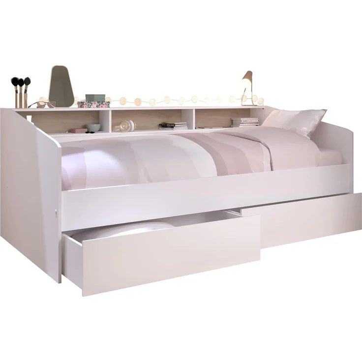 Stauraumbett >Sleep 4< in 23 - Weiss - 203x113x82cm (LxBxH) – Bild 3