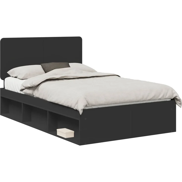 vidaXL Bettrahmen Schwarz 120 x 200 cm Massives Kiefernholz 3412507 – Bild 1