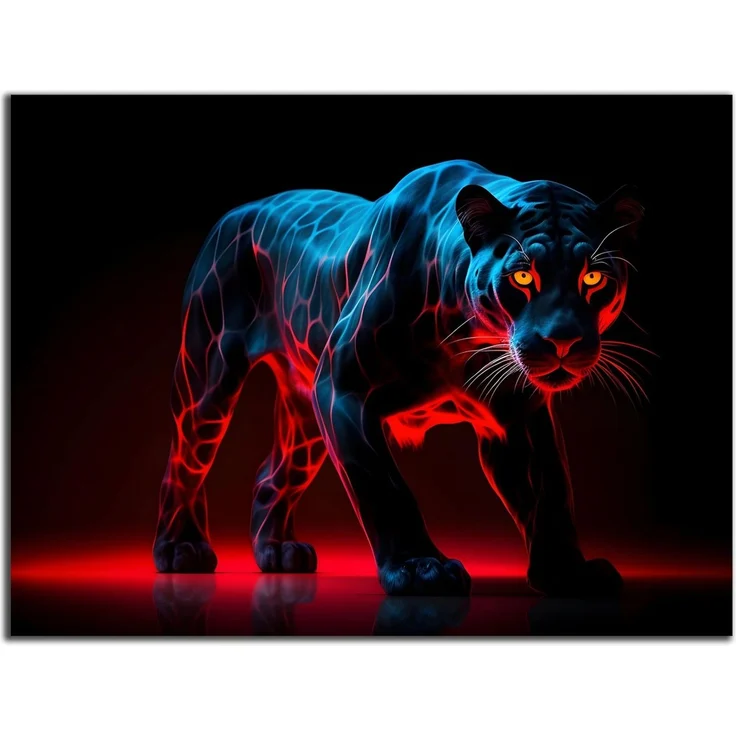 DARO Design Wandbild Neon Tiere Wandbilder Wand Deko Bilder Modern Leinwandbild, (Neon Tiger - Bild klein Wohnzimmer Büro Jugendzimmer Flur Einteilig Querformat Fotodruck Neon-Tierkunst), 30x20 cm – Bild 3