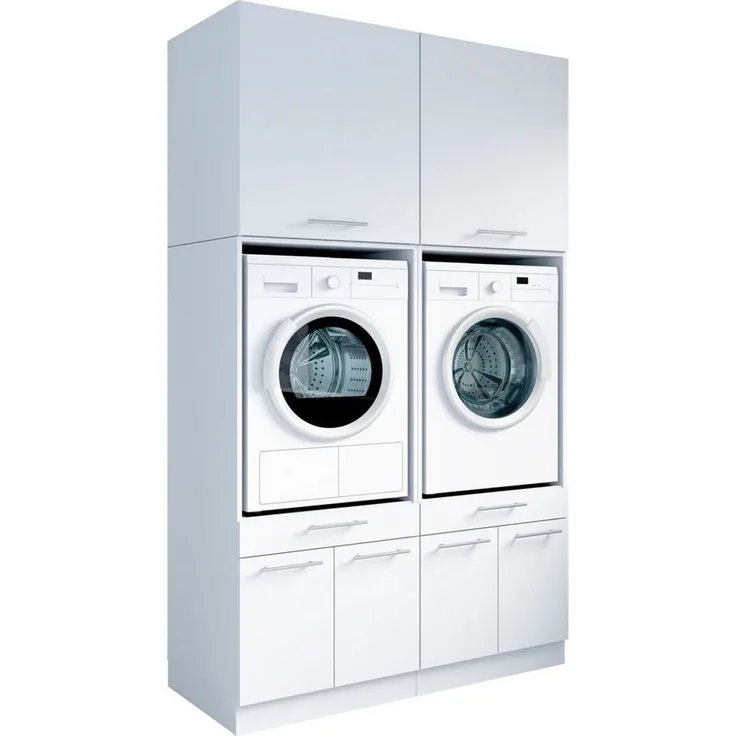 Laundreezy Mehrzweckschrank-Set Laundreezy, 4-tlg. Mehrzweckschrank-Set B/H/T 135/238/68 cm, (4-St), Breite 135 cm, Soft-Close-Funktion, höhenverstellbare Füße